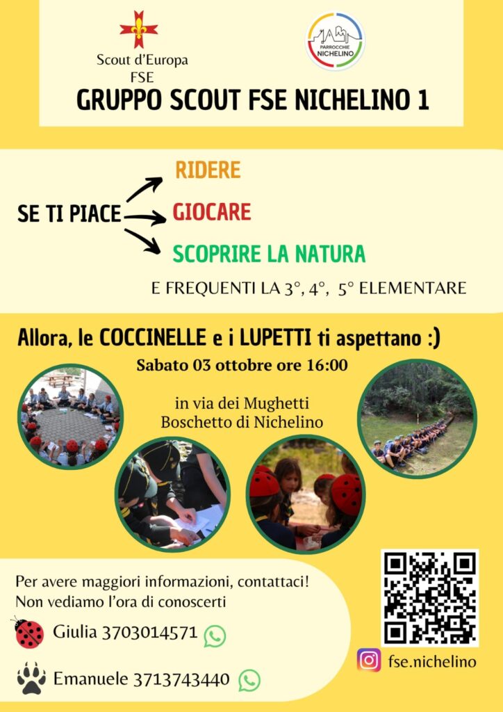Inizio anno scout coccinelle e lupetti nichelino 3 ottobre 2026
