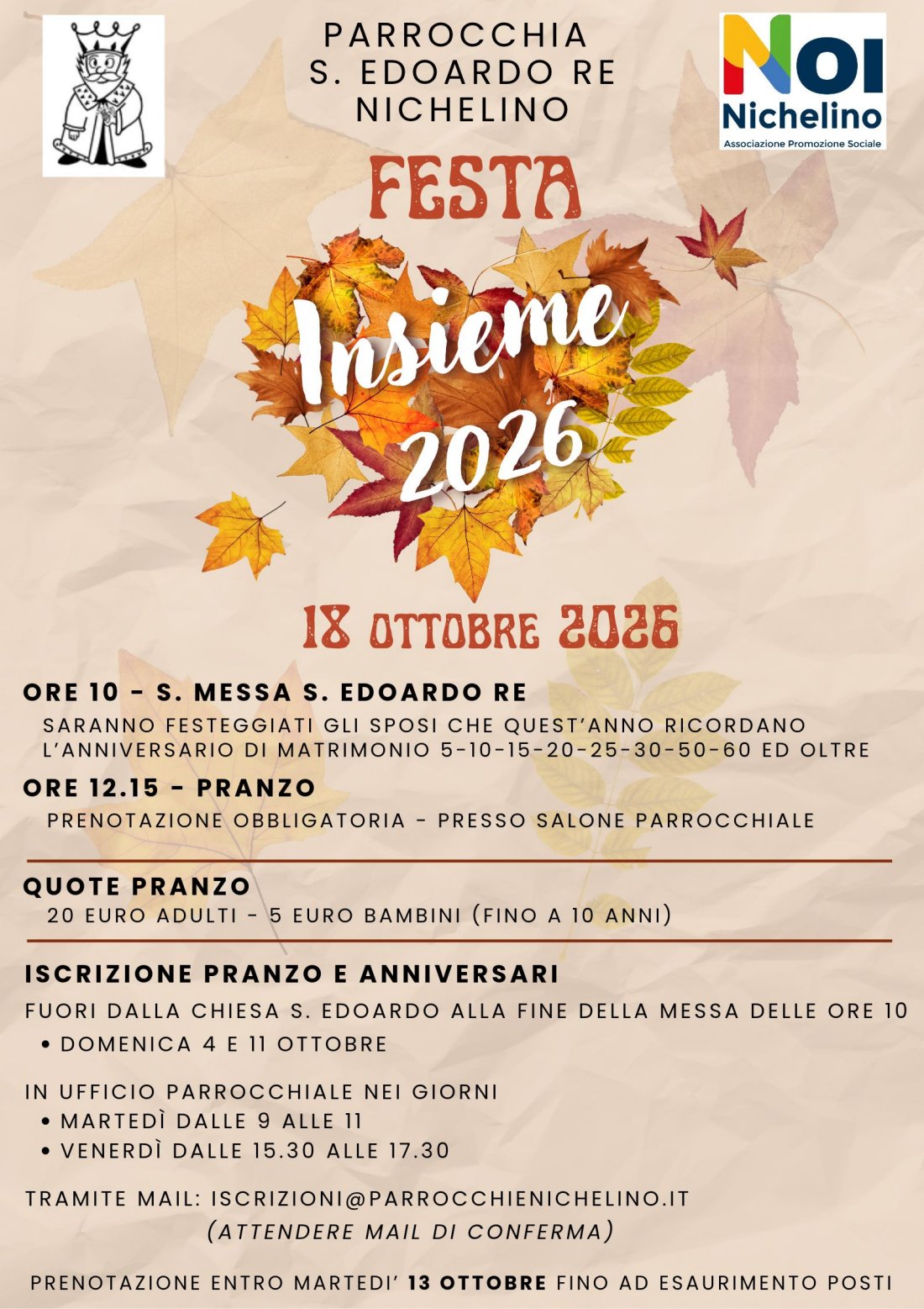 Locandina della festa di S. Edoardo Re del 18 ottobre 2026